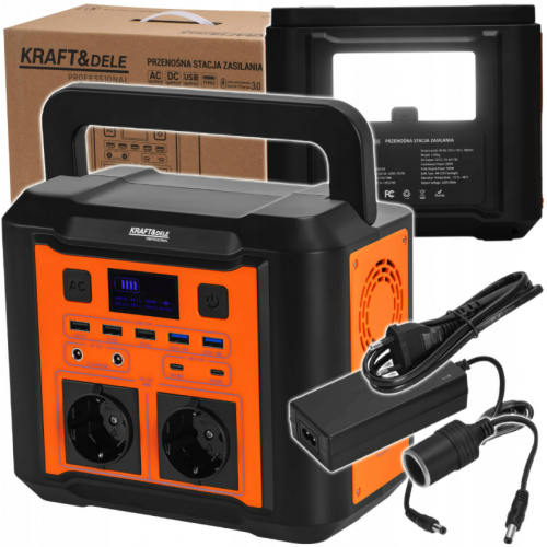 Pārnēsājama ārējā stacija 296WH 14,8W pārējā bankā LED USB-A, USB-C AC DC 500W Kraft&dele (KD5531)
