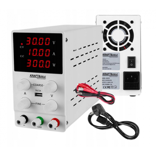 Laboratorijas barošanas bloks ar regulējamu precīzi 0-30V 10A LED 200-240 V AC Kraft&dele (KD5870)
