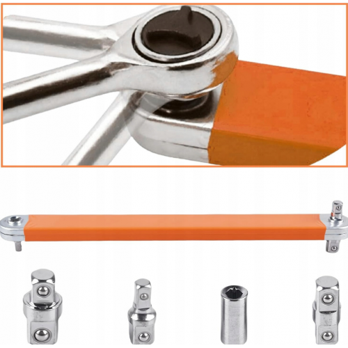 Pagarinājums, sprūdrata atslēga ar adapteriem 1/4", 3/8", 1/2" no Kraft&Dele (KD5936)