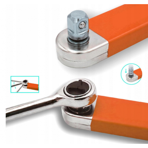 Pagarinājums, sprūdrata atslēga ar adapteriem 1/4", 3/8", 1/2" no Kraft&Dele (KD5936)