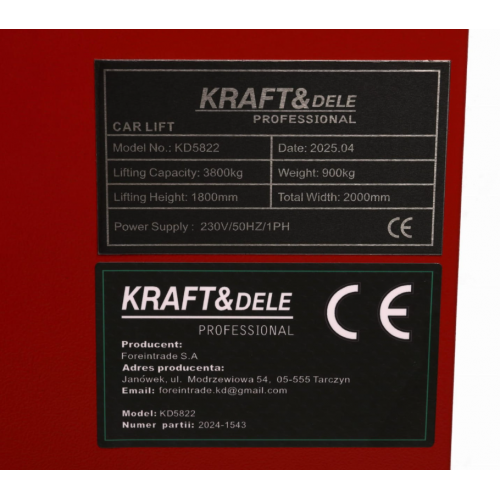 Блок управления ножничного подъемника автомобиля KD5822 от Kraft&dele (Nr3047)