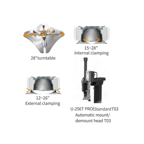 Automātiska riepu maiņas iekārta ar 2 ātrumiem 12"-23"/14"-28", 230V no PULI (PL1256ATPRO)