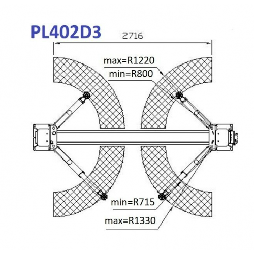 Divkolonu hidrauliskais pacēlājs ar 3-pakāpju aizmugurējiem svirām, 220V 4,0 t (PL402D3220V)