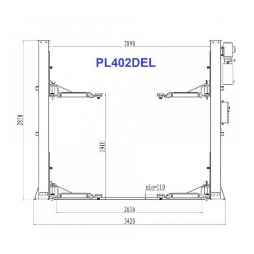 2-balstu hidrauliskais pacēlājs ar elektromagnētisko nolaišanu,220V 4,0 t (PL402DUS220V)