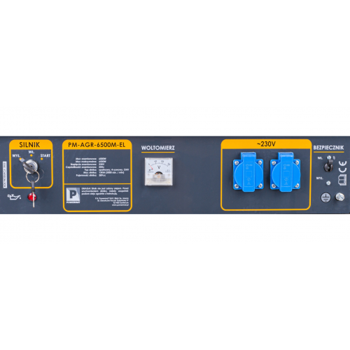 Benzīna vienfāzes elektrības ģenerators 6.5kW, 230V + El. starts no Powermat (PM-AGR-6500M-EL)