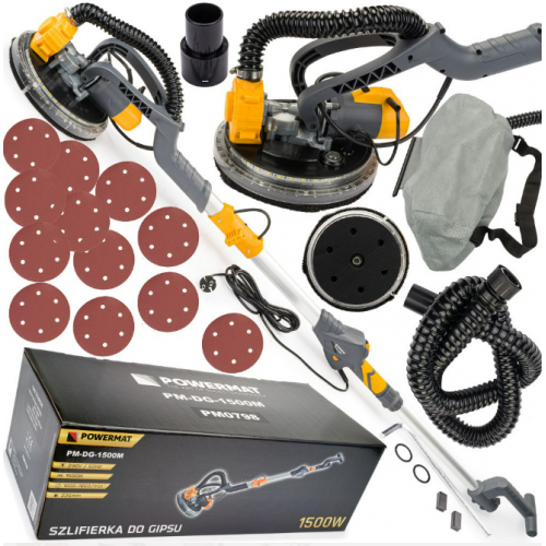 Apdāres slīpmašīna sienām un griestiem ģipša apmetumu slīpēšanai 225mm, 1500W no Powermat (PM-DG-1500)