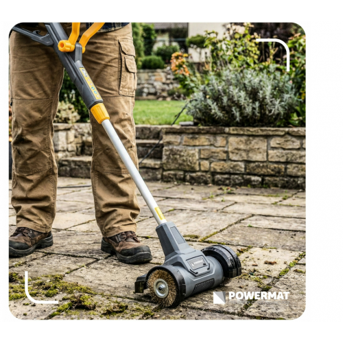 Elektriskais trimmeris nezāļu un sūnu noņemšanai no bruģa flīzēm, jauda 800 W, 2 birstes (PM-EKT-800T)