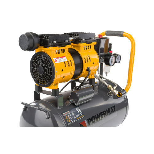 Bezeļļas kompresors 24 l, 8 bāri, 220 l/min, 230 V, kluss separators, 59 dB. (PM-KBO-24T)