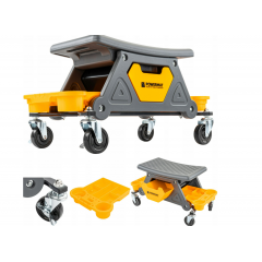 Darbnīcas krēsls, sols ar riteņiem, 3 uzglabāšanas nodalījumi, 200 kg sēdeklis (PM-SWA-200T)