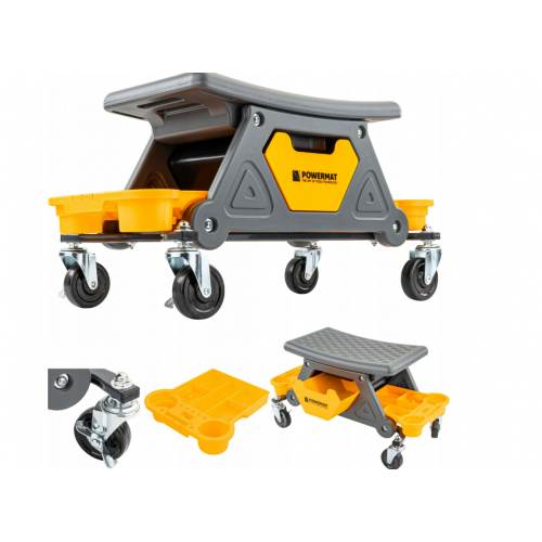 Darbnīcas krēsls, sols ar riteņiem, 3 uzglabāšanas nodalījumi, 200 kg sēdeklis (PM-SWA-200T)