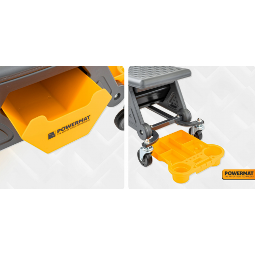 Darbnīcas krēsls, sols ar riteņiem, 3 uzglabāšanas nodalījumi, 200 kg sēdeklis (PM-SWA-200T)