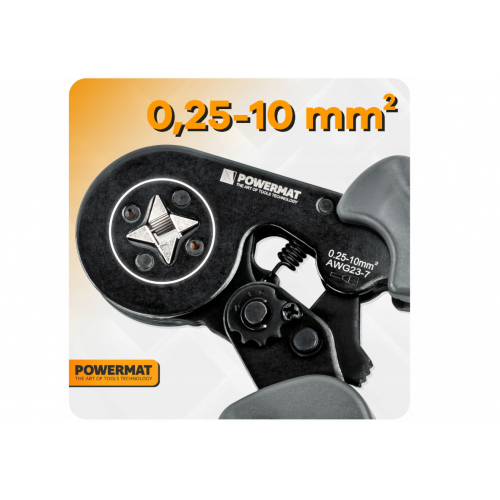 Spiešanas instruments kabeļu spaiļu savienotājiem + 1200 uzgaļi 0,25–10 mm² (PM-ZDTK-175T)
