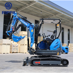 Mini ekskavators 2,2 t Rippa R22PRO ar Kubota D1105 24,8 ZS dzinēju, Pilot vadību, hidrolīniju, hidraulisko satvērēju un ātro savienojumu (R22PRO Canopy)