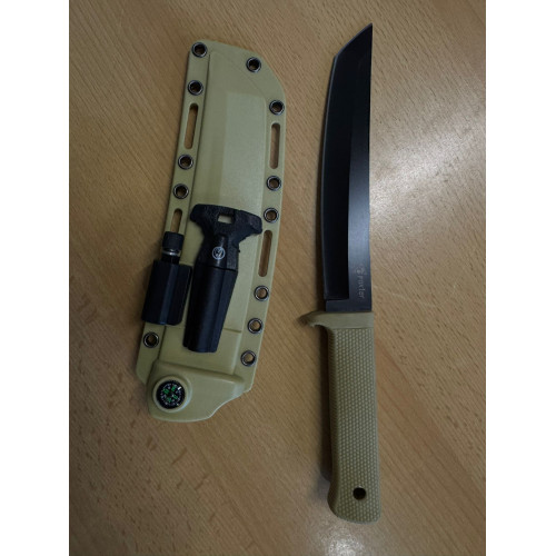 Охотничий нож Tanto, мини-катана с чехлом + компас, огниво и фонарик, 30см от Foxter (HN1864)