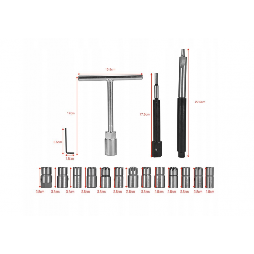 Набор торцевых ключей для форсунок, 17 предметов, набор инструментов для резки дизельных двигателей (S11612)