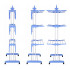 Vertikāls drēbju, veļas žāvētājs - pakaramais, 3 līmeņi, salokāms, uz riteņiem no Sternhoff (SDH172, SDH172-BLUE)