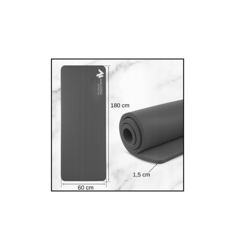 Pelēks vingrošanas paklājiņš vingrošanai, jogai un fitnesam, treniņu soma 183x61x1cm (SDH280-GREY)