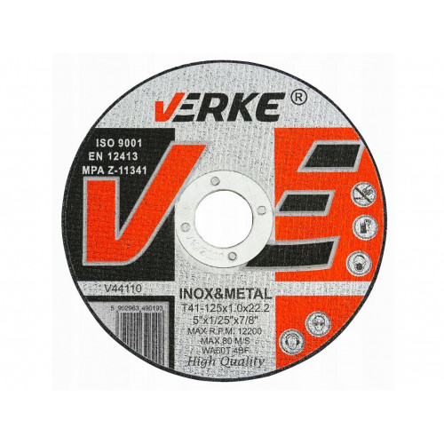 Griešanas disks metālam 125 x 22,2 mm Verke (V44110)