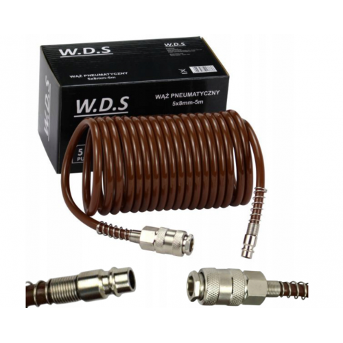 Kompresora pneimatiskā šļūtene 5x8mm/5m/8bar spirālveida no  Kraft&Dele (WDS2154)