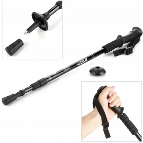 Trekinga nūjas salokāmas 135 cm melnas  (X1059)