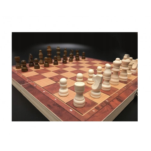 Koka spēles komplekts 3 vienā šahs, dambrete, bekgemons 34x34cm (XJ4601)