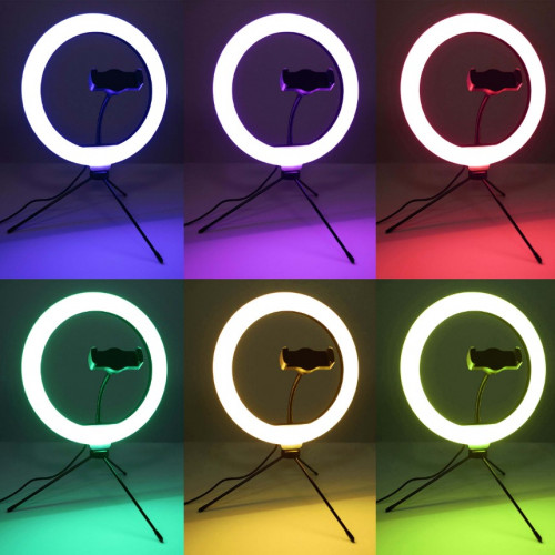 Gredzena lampa RGB LED ar diviem statīviem (G12B)