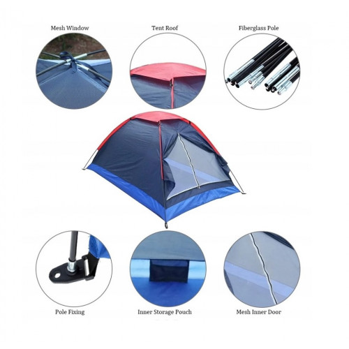 Kempinga tūristu telts ar moskītu tīklu 300x300x180cm 6-7 personām (HN1677)