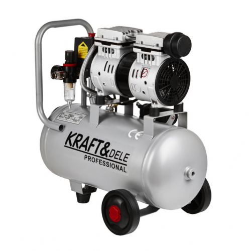 Bezeļļas kompresors 24L 8bar + digitāla gaisa pistole no Kraft&Dele (KD1395)