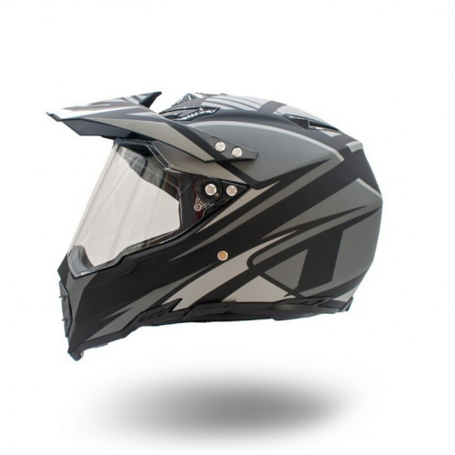 Motociklu ķivere ar vizieri CROSS 128 (Melns)