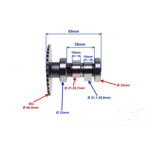 Sadales vārpsta 72 cm3 4-taktu motorolleriem