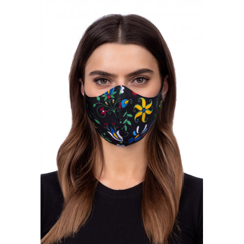 Aizsargājoša sejas maska ​​- profilēts kašubu melns raksts