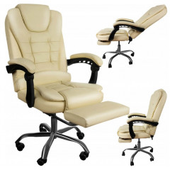 Biroja krēsls ar kāju balstu, eko āda - balts 00016225