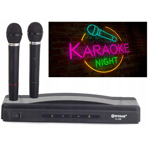 Karaoke komplekts, 2x bezvadu mikrofoni + stacija  (HN0249BEN, 01058)