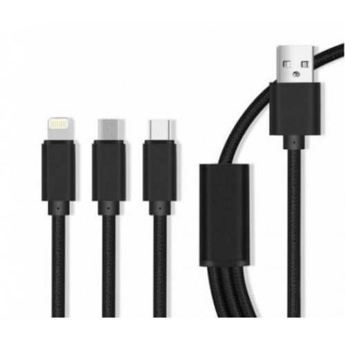 Kabelis 3in1 Lightning/Micro USB/USB-C 3A (HN0807)