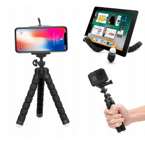 Elastīgs turētājs - statīvs mobilajam telefonam, kamerai vai GoPro (XJ3007)