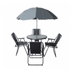 Dārza mēbeļu komplekts - Galds, 4 krēsli un lietussargs (G269)