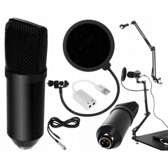 Studijas mikrofons uz stativa ar turētāju un filtru (00008957)