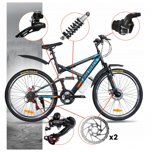 Kalnu velosipēds 18" - 26" MTB MalTrack  (107762)